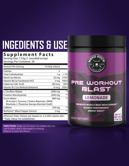 Hard Rock Health® Pre-Workout Blast Lemonade Flavor
