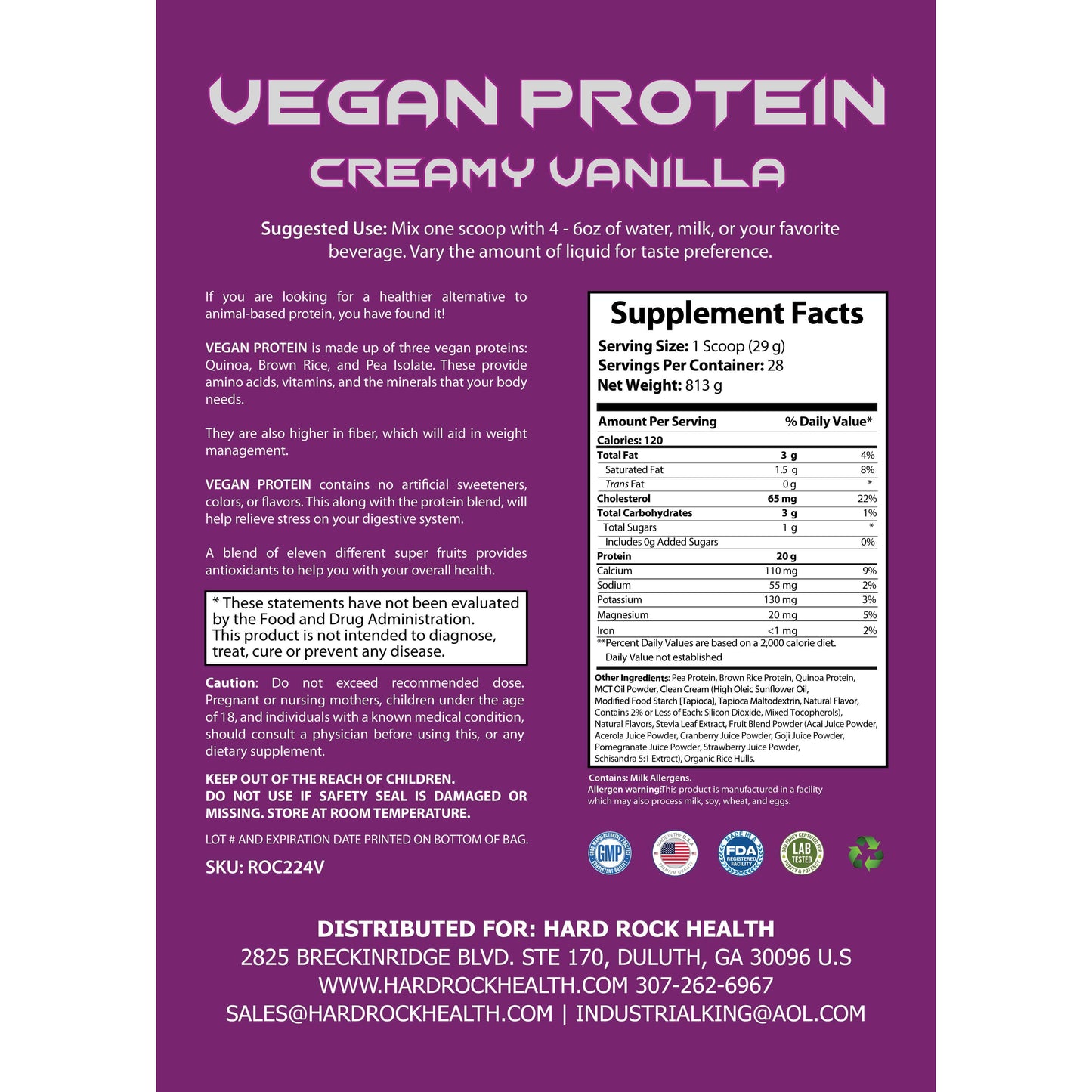 Dark Magenta Organic Vegan Protein- Hard Rock Health®