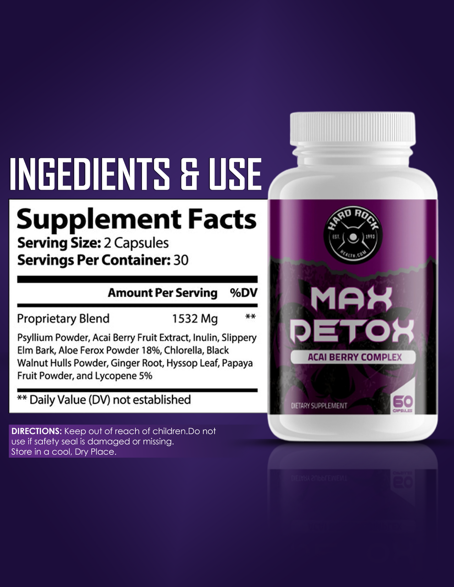 Max detox ACAI Berry Complex- 100% Natural 60 Capsules
