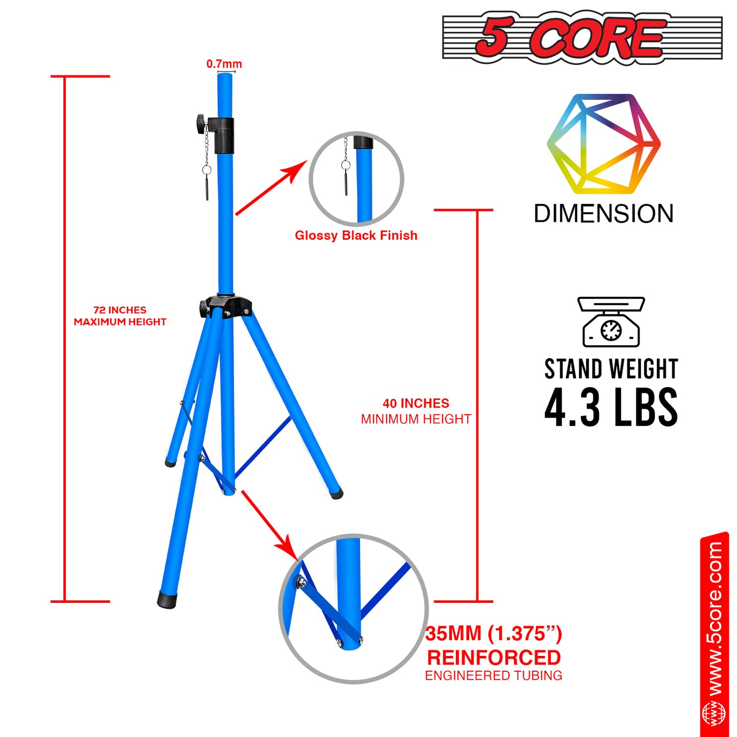 5 Core Speaker Stand Tripod Floor