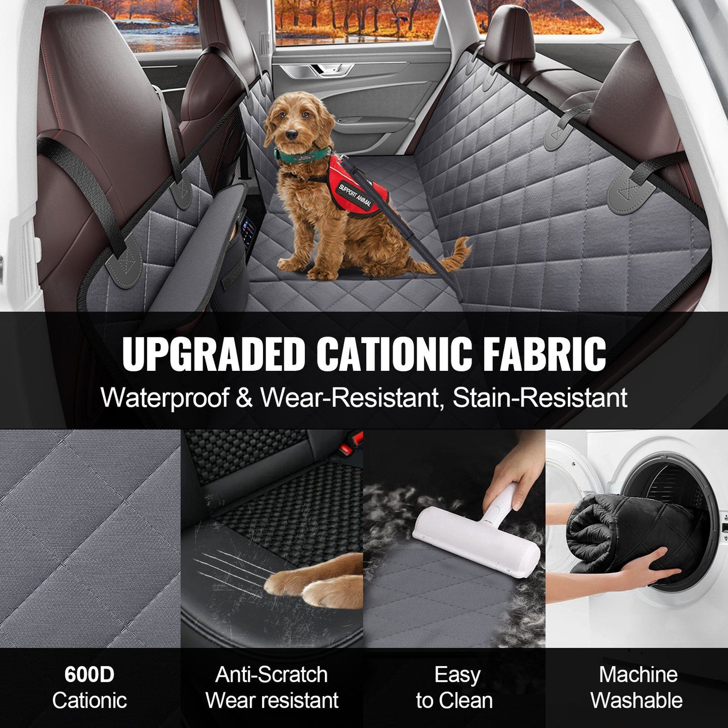 Dog Car Seat Cover for Back Seat 54 x 24 in Waterproof 600D for Cars