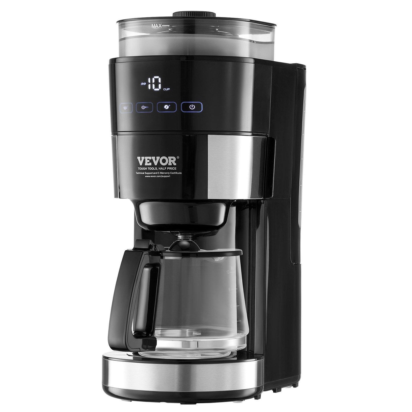 10-Cup Coffee Maker Drip Coffee Machine with 3 Brew Strength Control