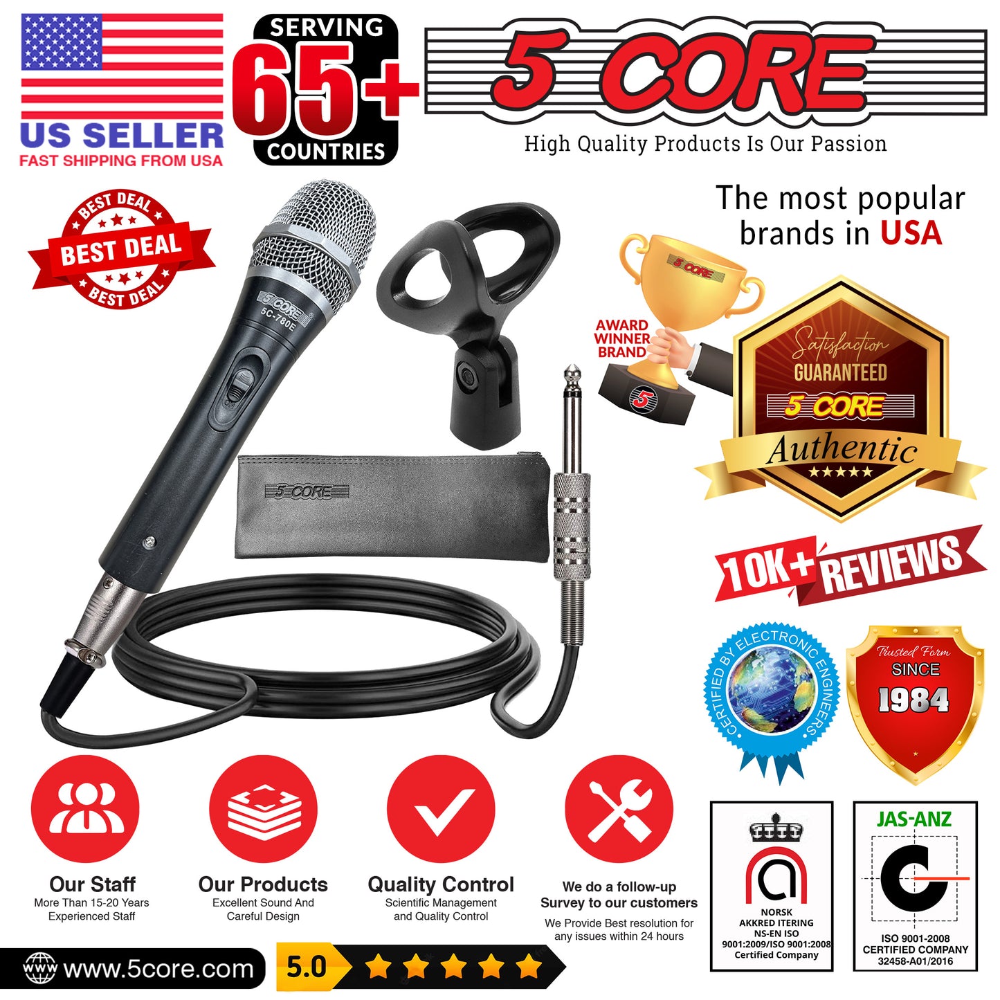 5 Core Mic Karaoke Dynamic Handheld XLR Microphone