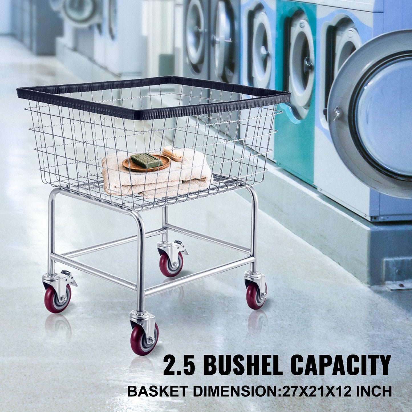 2.5 Bushel Wire Laundry Basket with Wheels