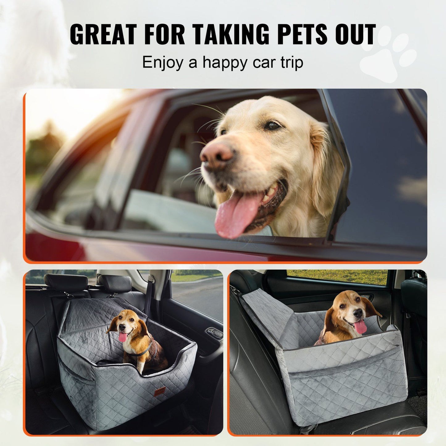 Dog Booster Car Seat Pet Car Seat for Medium Large Dog up to 55 lbs Gray