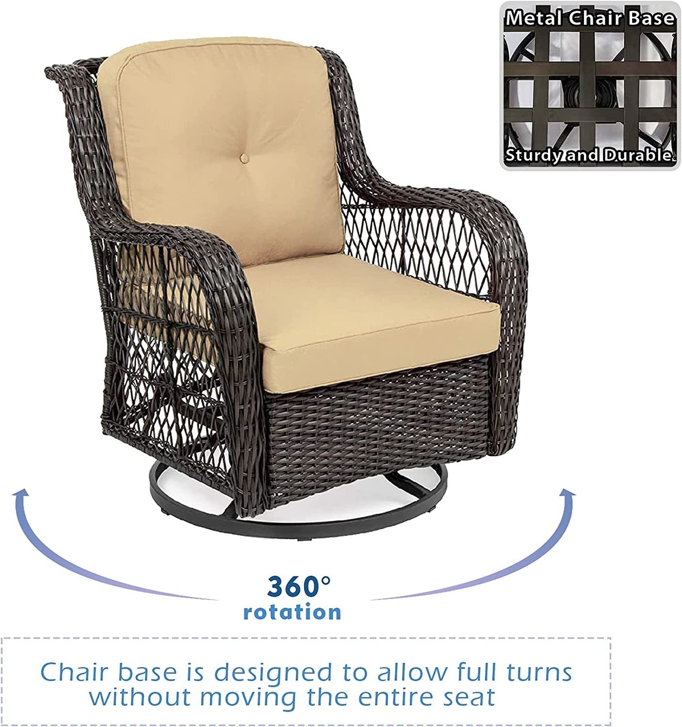 Outdoor Bistro Set 3 Pieces;  Outdoor Resin Wicker Swivel Rocker Patio Chair