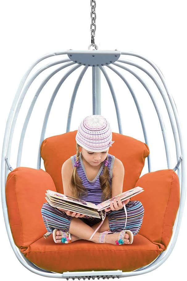 Aluminum Egg Chair; Hanging Swing Chair with Thickness Cushion for Indoor