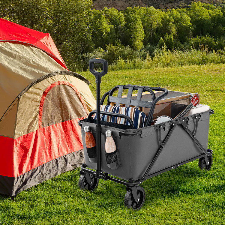 Collapsible Folding Wagon Cart with Adjustable Handlebar