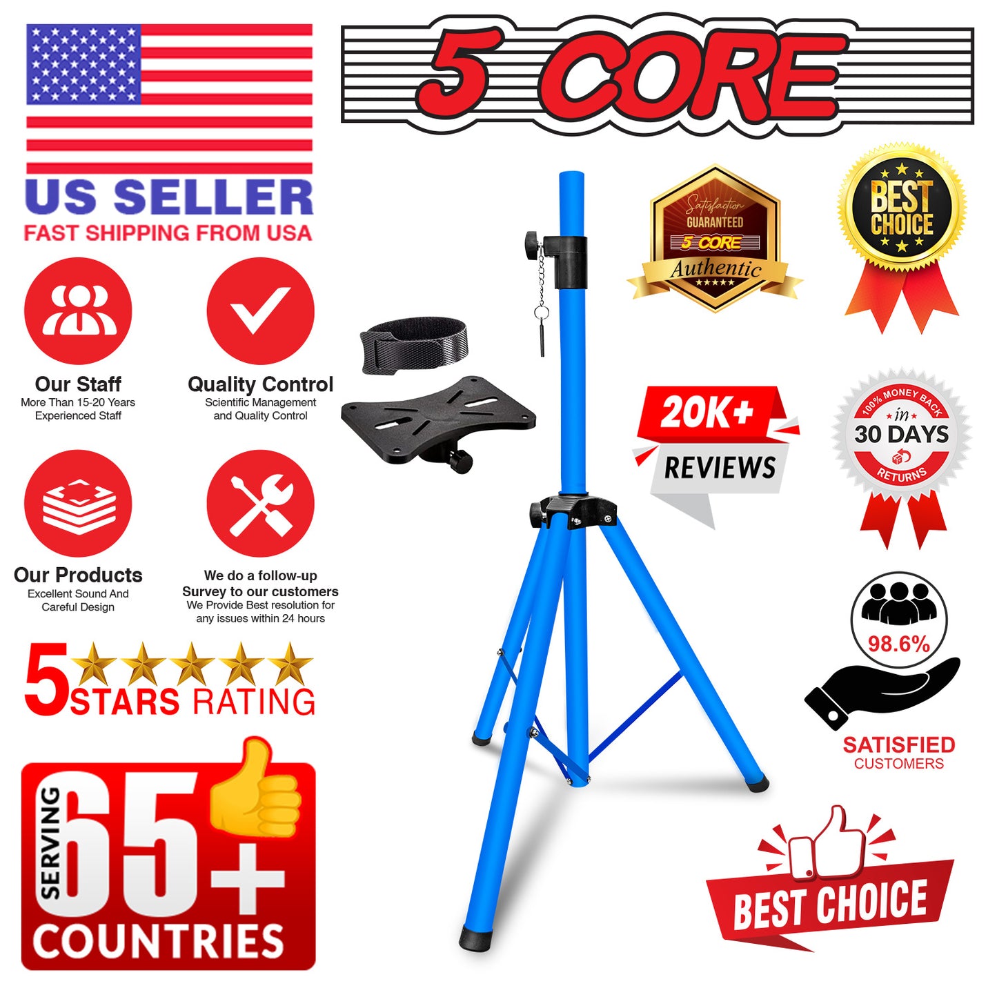 5 Core Speaker Stand Tripod Floor