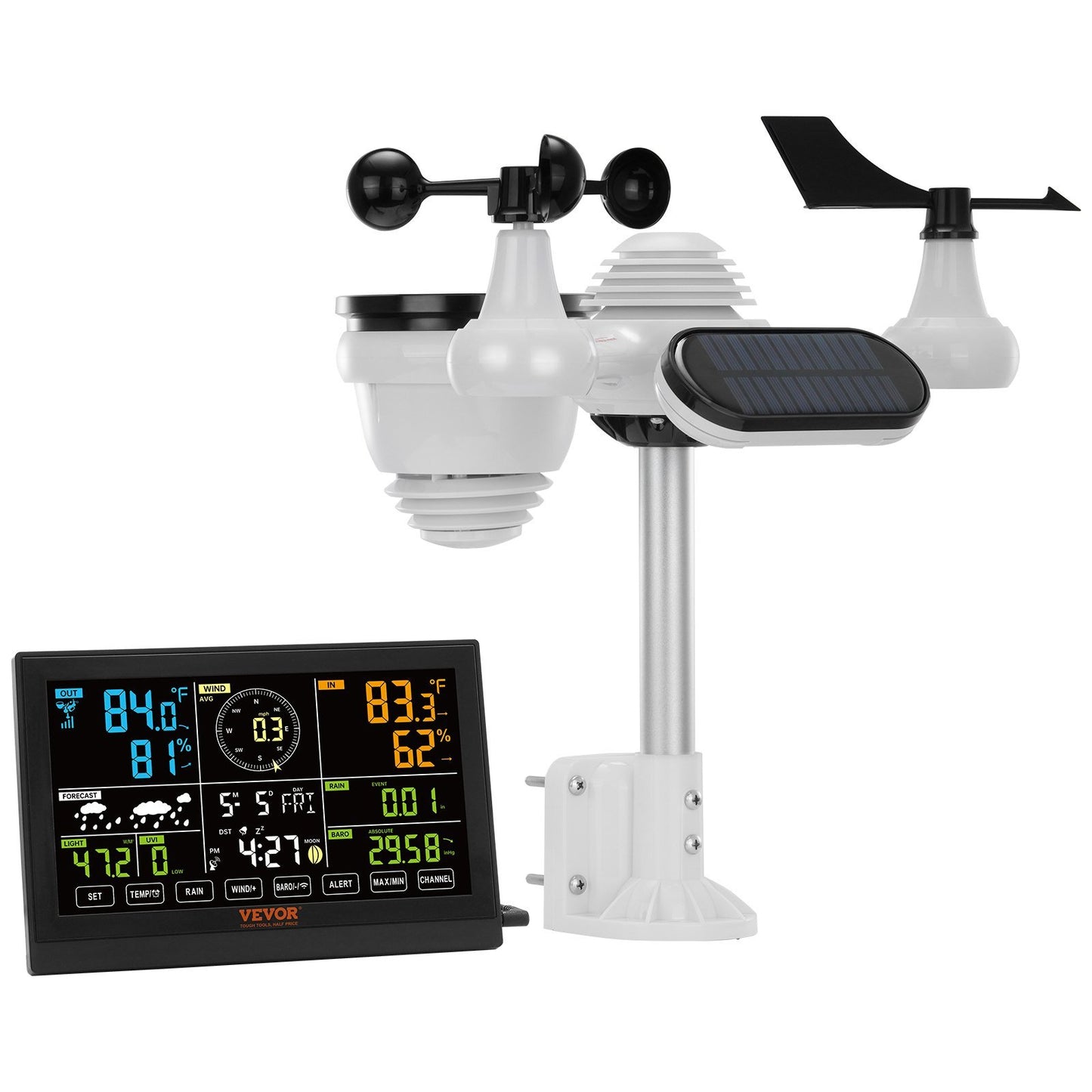 7-in-1 Wireless Weather Station, 7.5 in Large Color Display