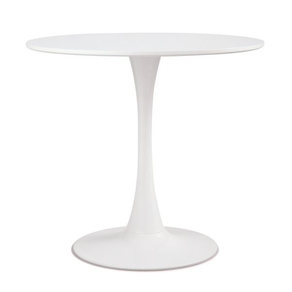 31.5\"H White Tulip Table Mid-Century Dining Table with Round MDF Table Top;  Pedestal Dining Table;  End Table Leisure Coffee Table XH