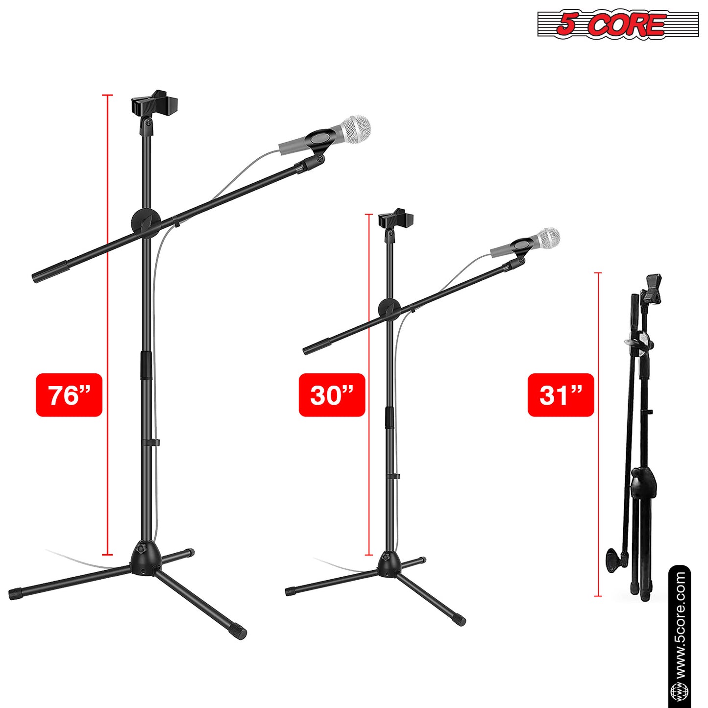 5 Core Tripod Mic Stand Heavy Duty Adjustable Floor Microphone