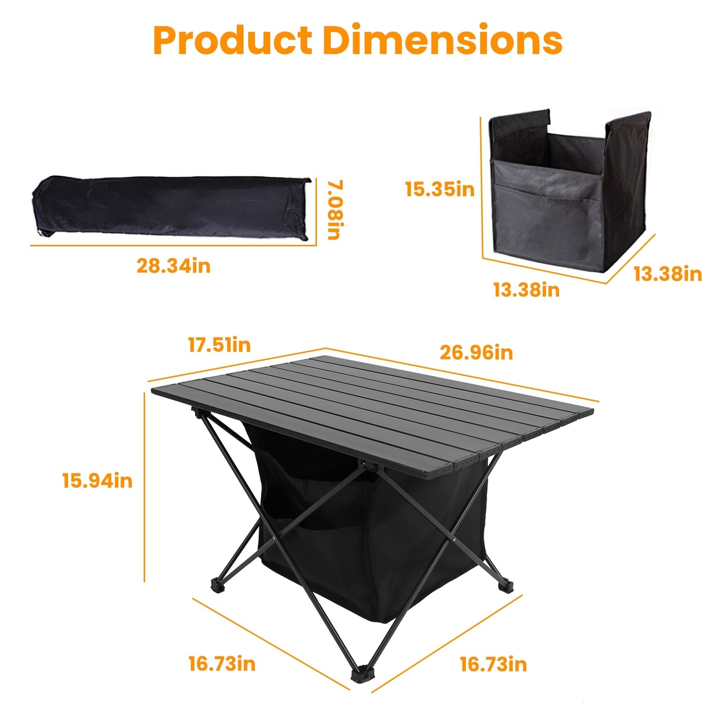 Rustproof Portable Aluminum Alloy Roll-Up Camping Table