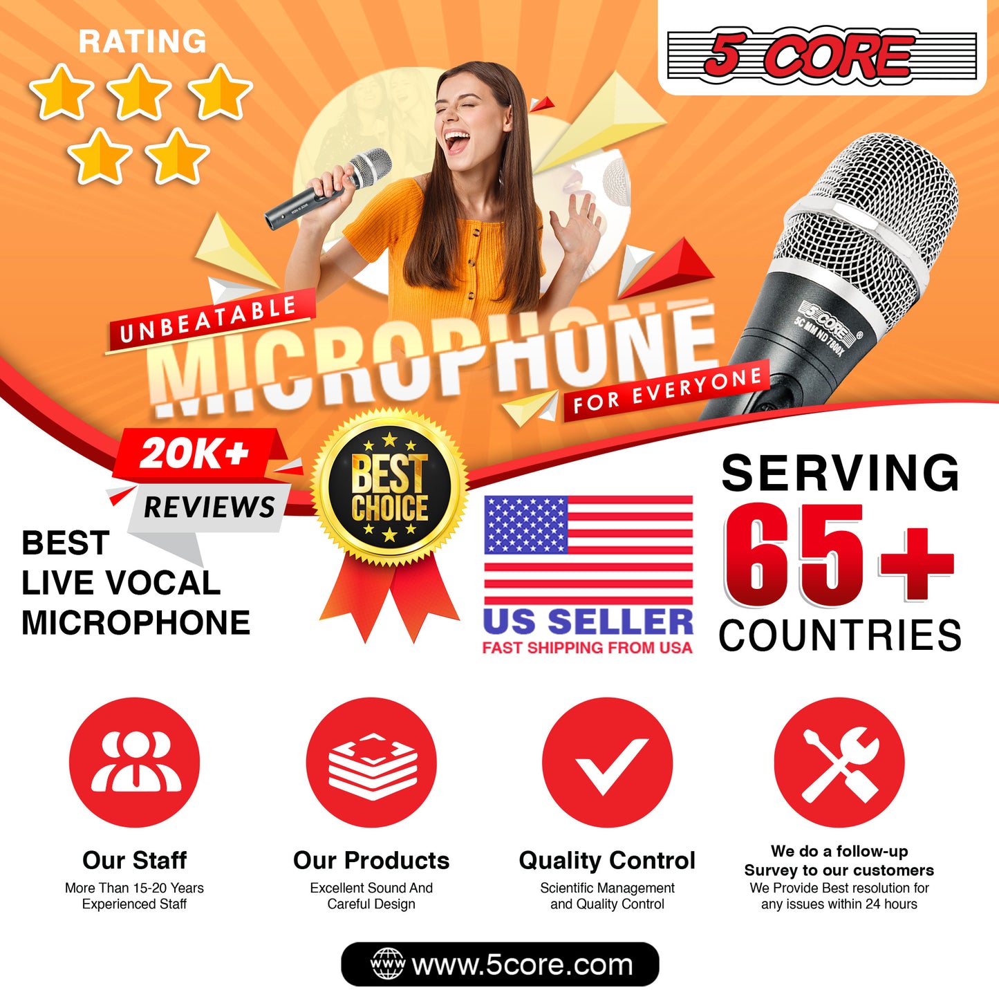 5 Core Mic Karaoke Dynamic Handheld XLR Microphone