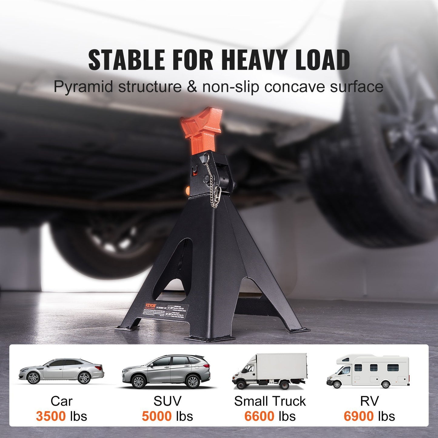 Jack Stands, 6 Ton (13,000 lbs) Capacity Car Jack Stands Double Locking