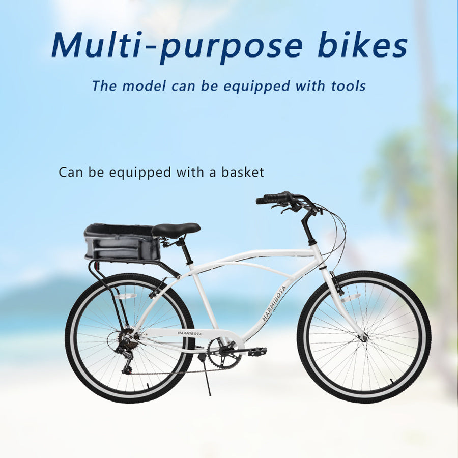 Multifunctional Adult Beach Cruiser Bike, 7-Speed Bike, Multi-Color, 26-Inch Wheels, Men's and Women's