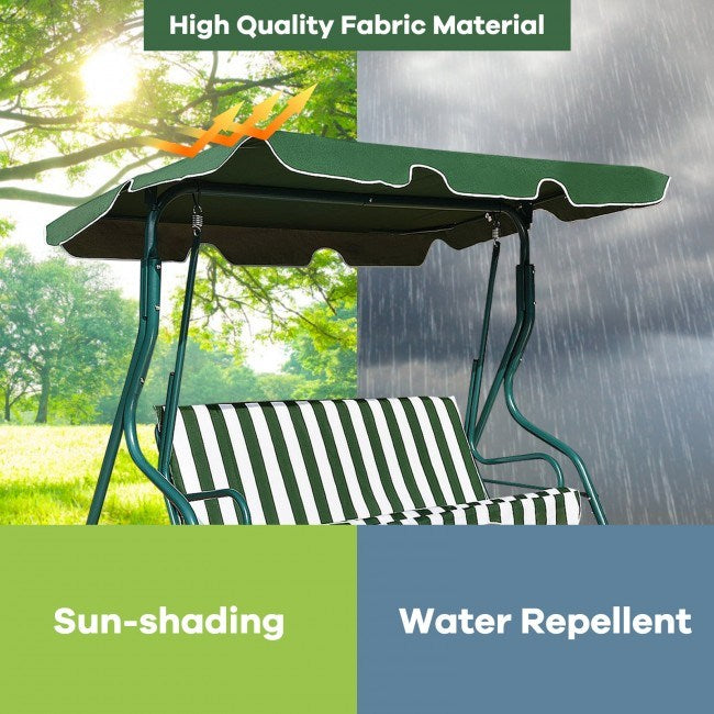 3 Seat Outdoor Patio Canopy Swing with Cushioned Steel Frame