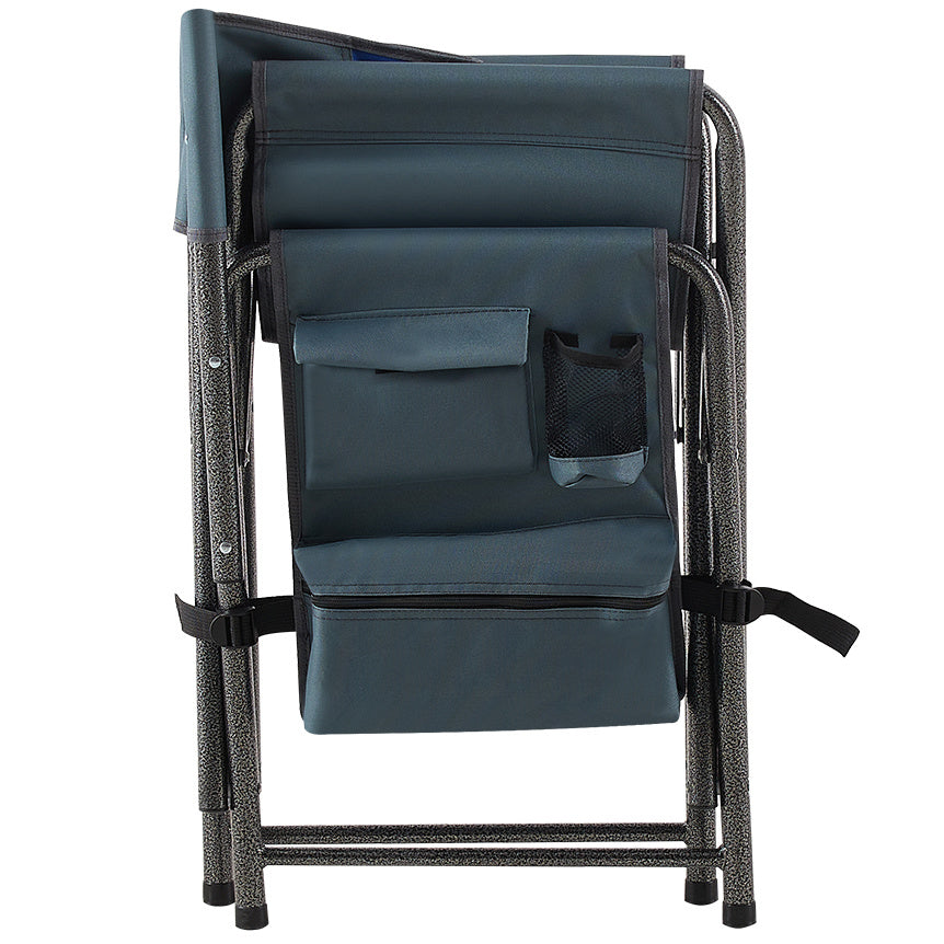 2-piece Padded Folding Outdoor Chair with Storage Pockets,Lightweight Oversized Directors Chair for indoor, Outdoor Camping, Picnics and Fishing,Blue/Grey