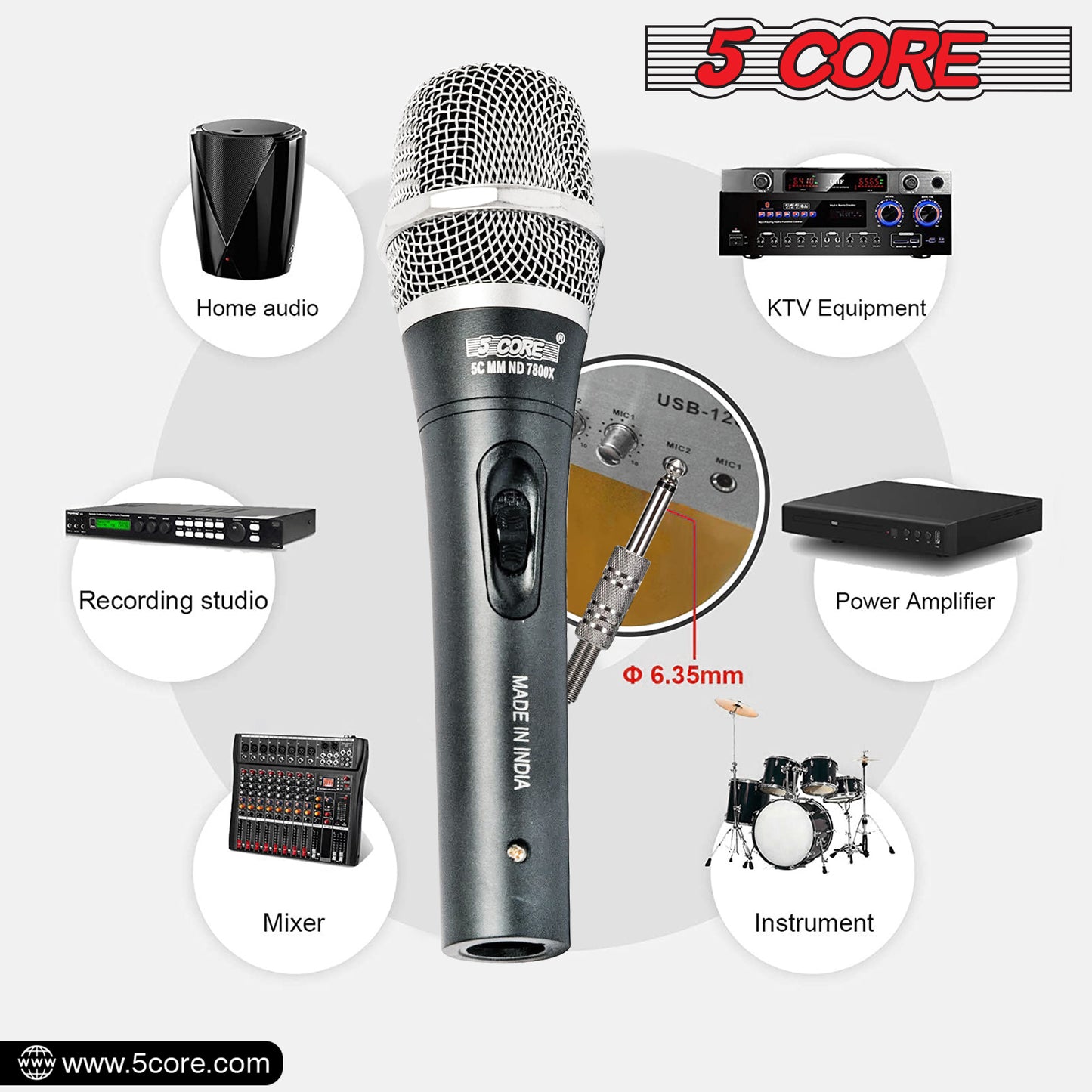 5 Core Mic Karaoke Dynamic Handheld XLR Microphone