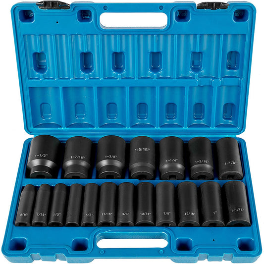 Impact Socket Set 1/2 Inches 19 Piece Impact Sockets