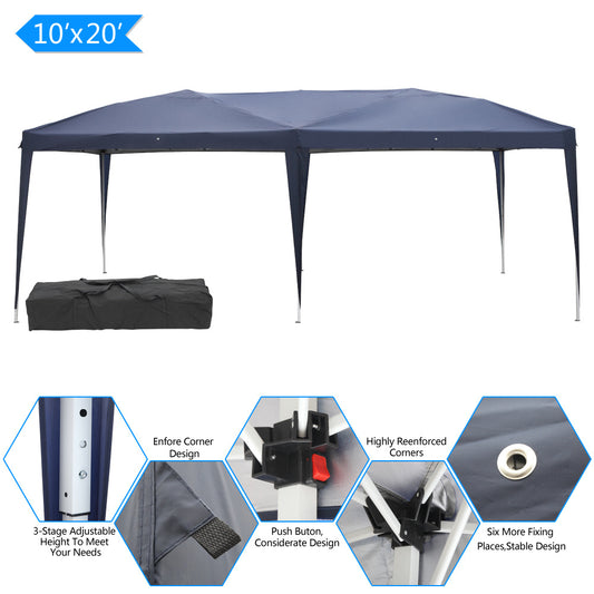 10'' x 20'' Home Use Outdoor Camping Waterproof Folding Tent with Carry Bag Blue