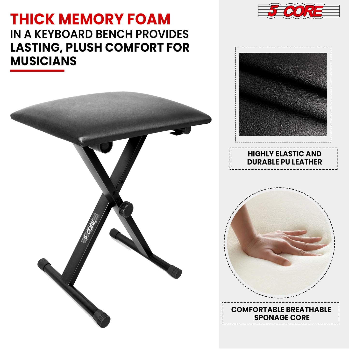 5 Core Keyboard Bench Pair X Style Piano Stool