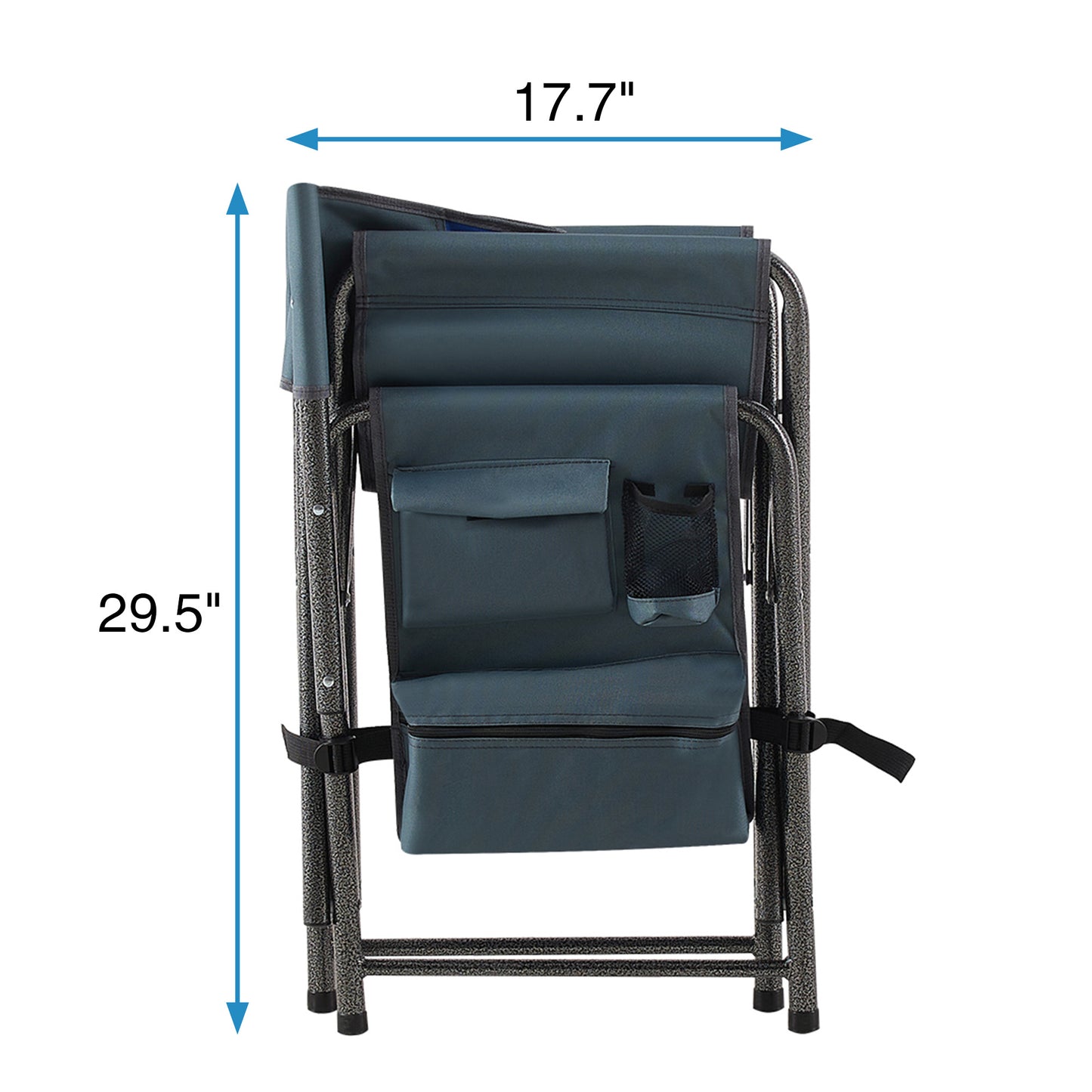 2-piece Padded Folding Outdoor Chair with Storage Pockets,Lightweight Oversized Directors Chair for indoor, Outdoor Camping, Picnics and Fishing,Blue/Grey