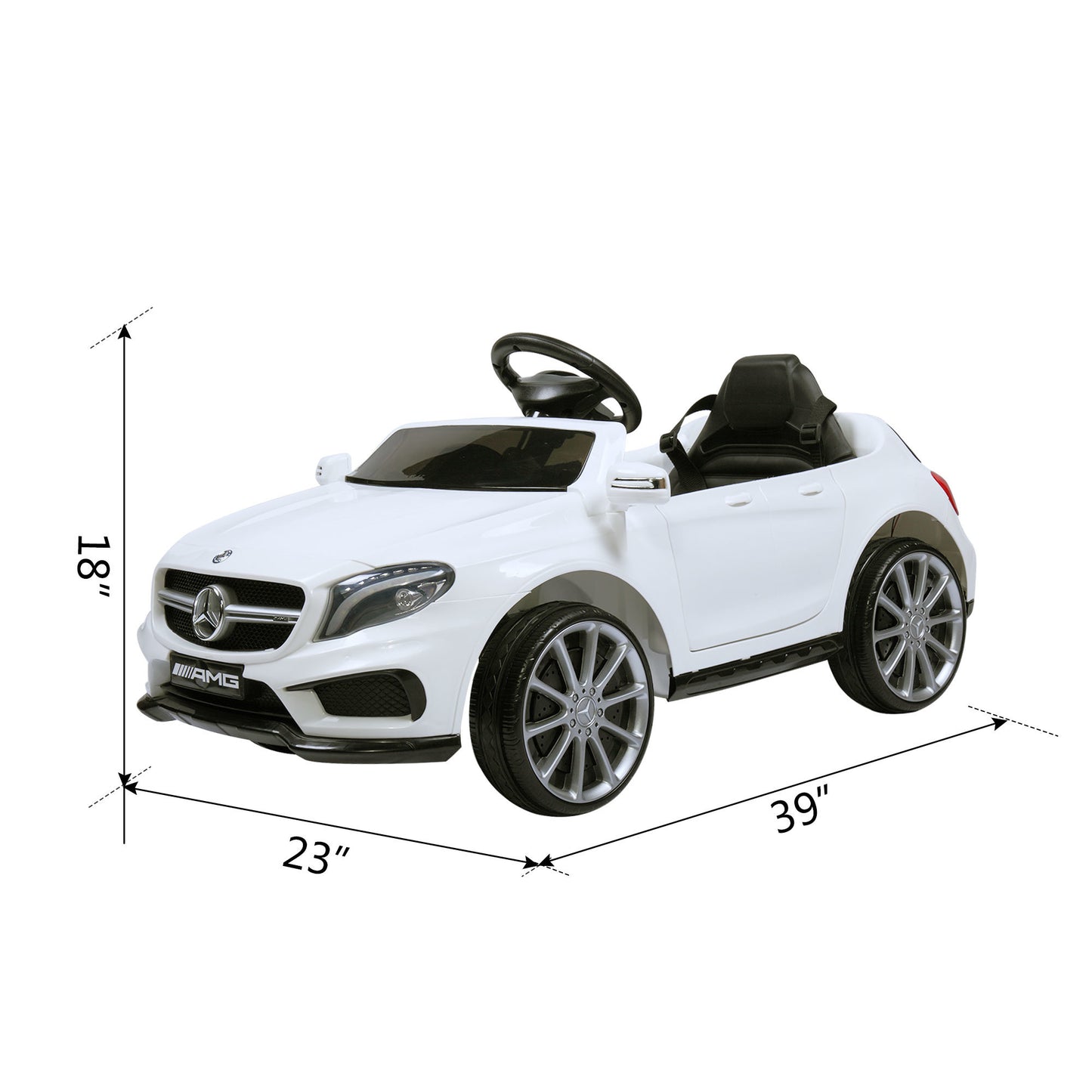 6V Mercedes Benz AMG Electric Vehicle, Kid Ride on Car with Parental Remote Control, MP3 Player Headlights Opening Doors, for Children 3-8, White