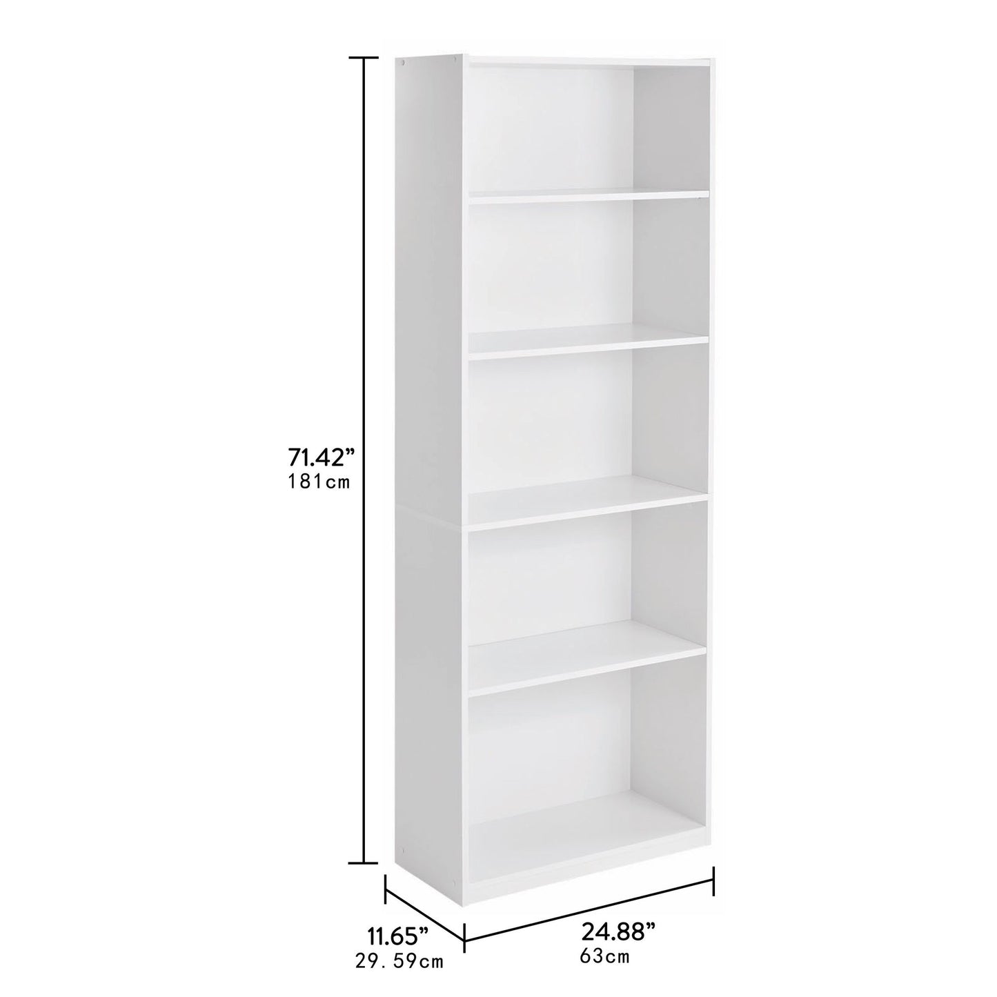 1 piece modern white wooden floor standing 5 tier bookshelf