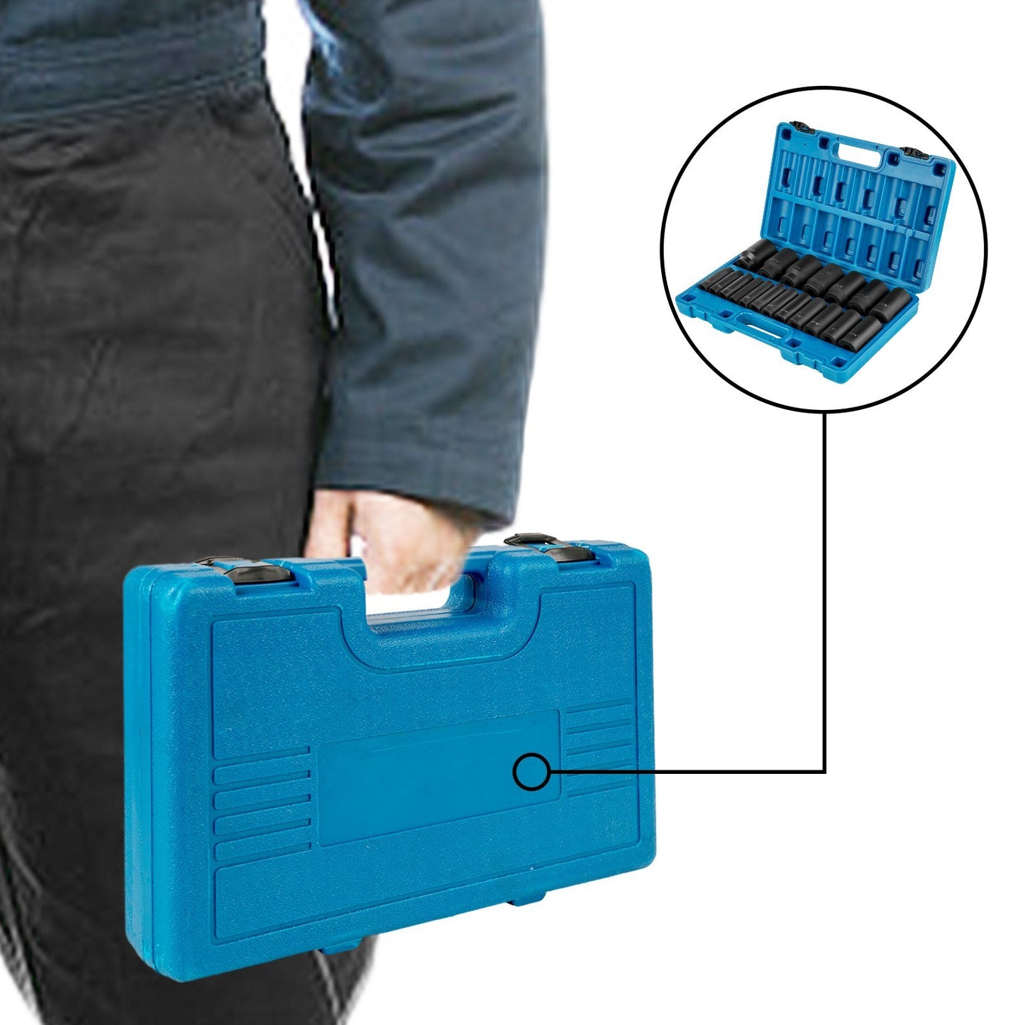 Impact Socket Set 1/2 Inches 19 Piece Impact Sockets