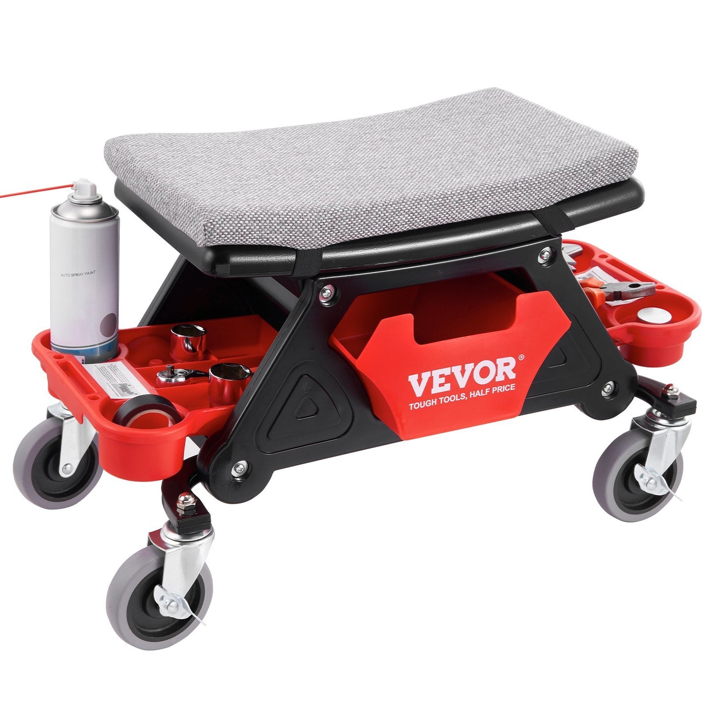 300 LBS Capacity Rolling Mechanic Seat with 4" Wheels