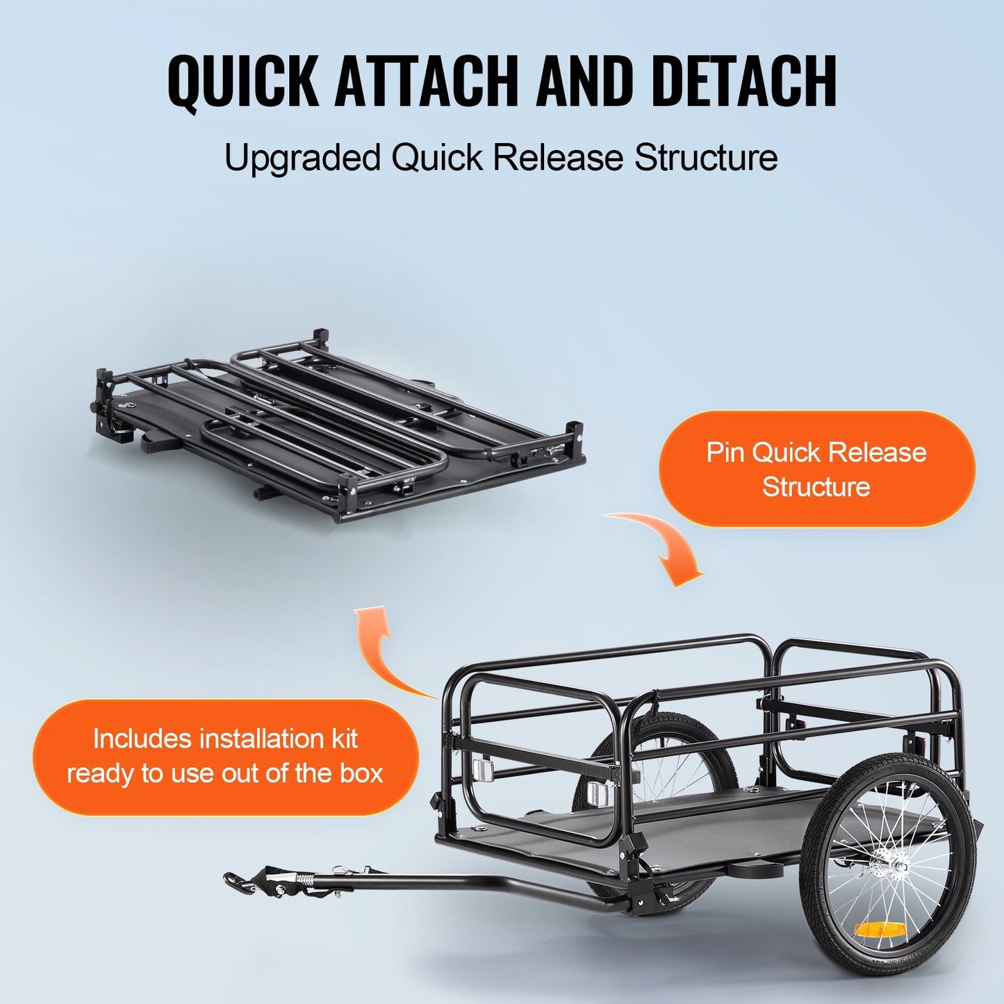 Bike Cargo Trailer/ 160 lbs Load Capacity/ Heavy-Duty Bicycle Wagon Cart