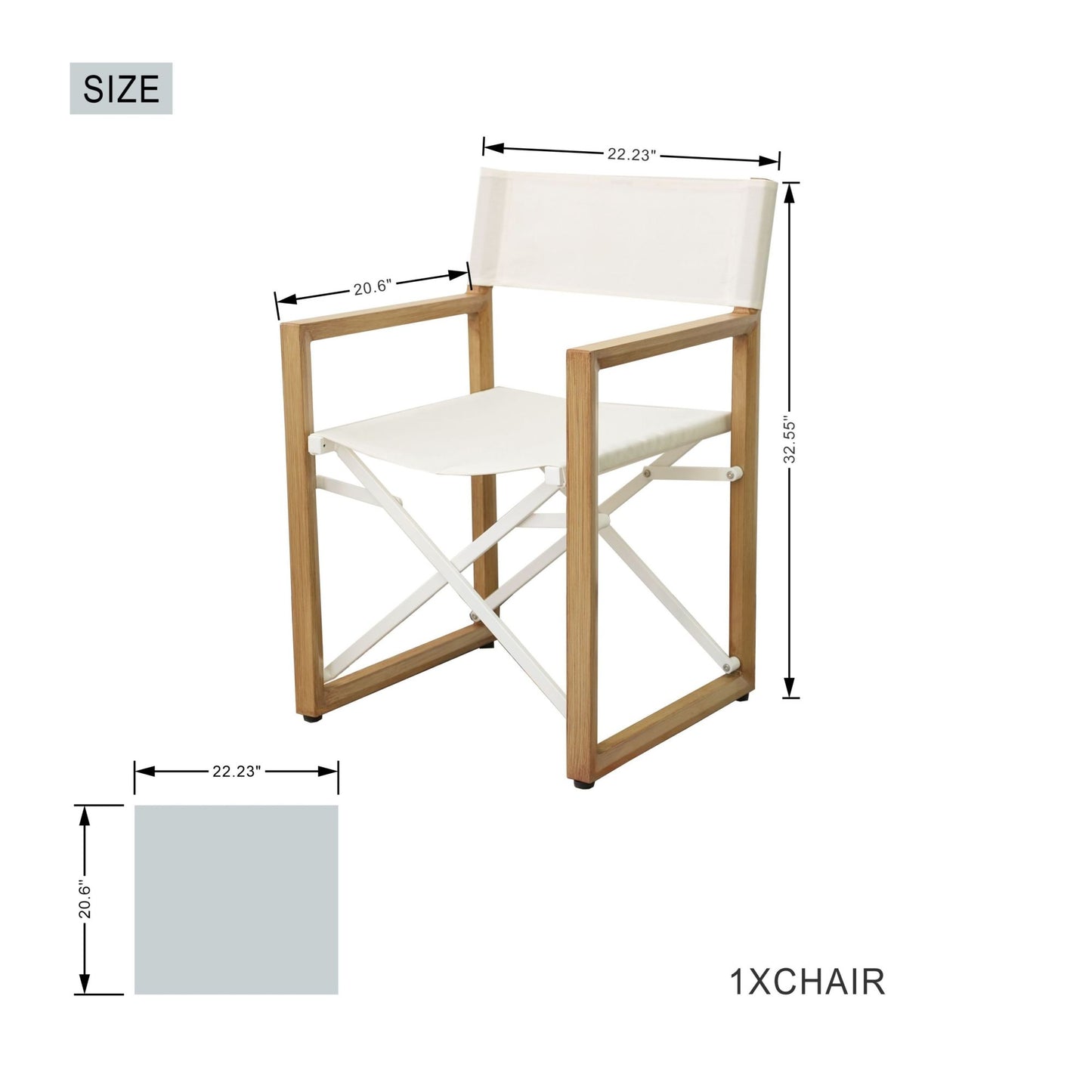 Set of 2 Aluminum Folding Director Chairs with Wood Grain Finish