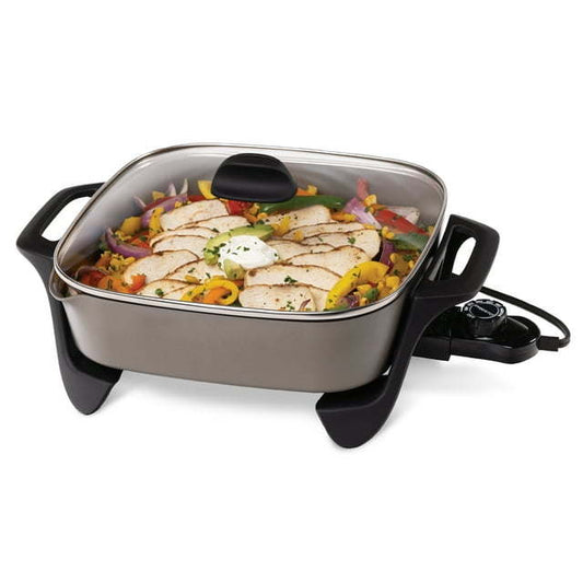 12-inch Ceramic Electric Skillet with Glass Cover