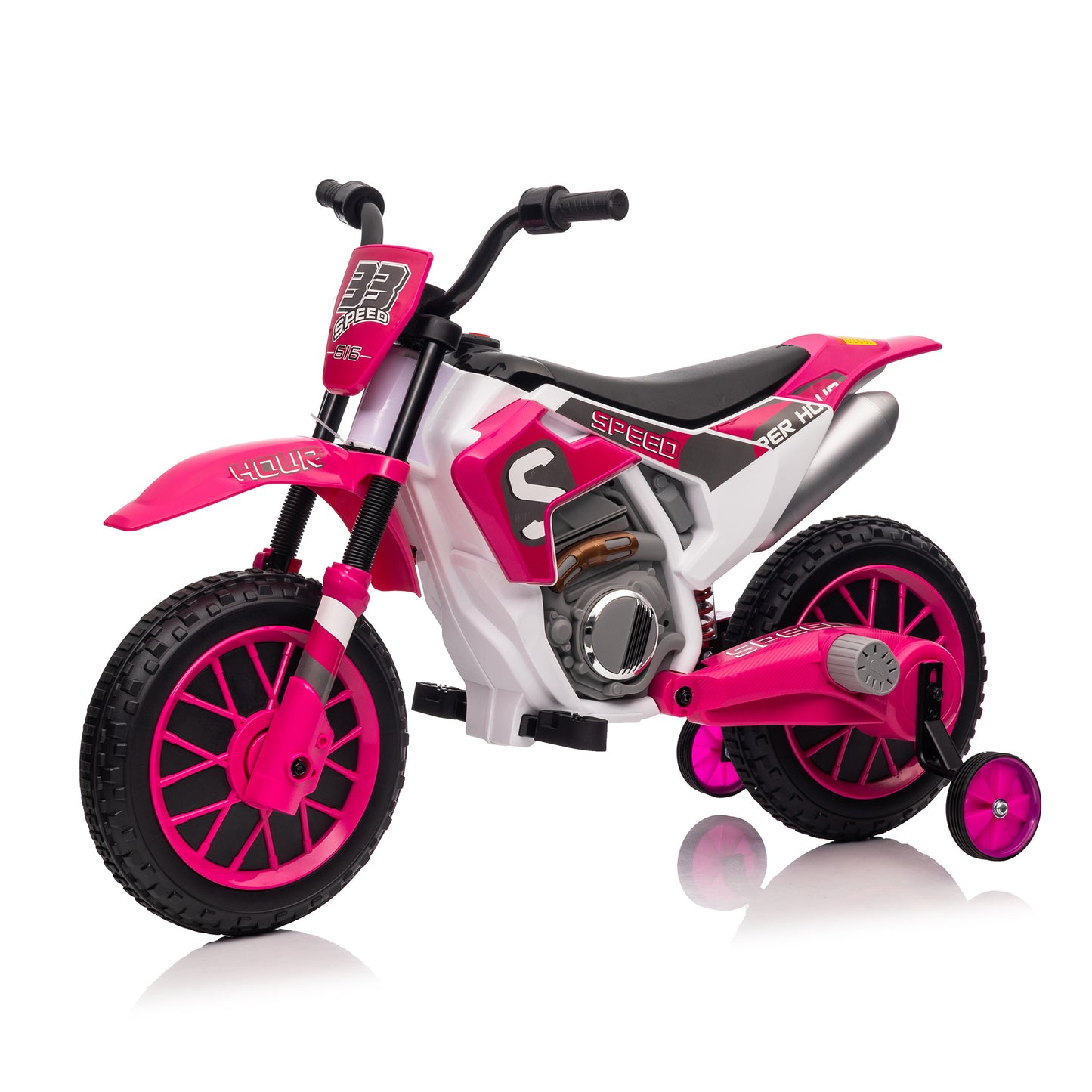 Motorcycle with Training Wheels - Magenta