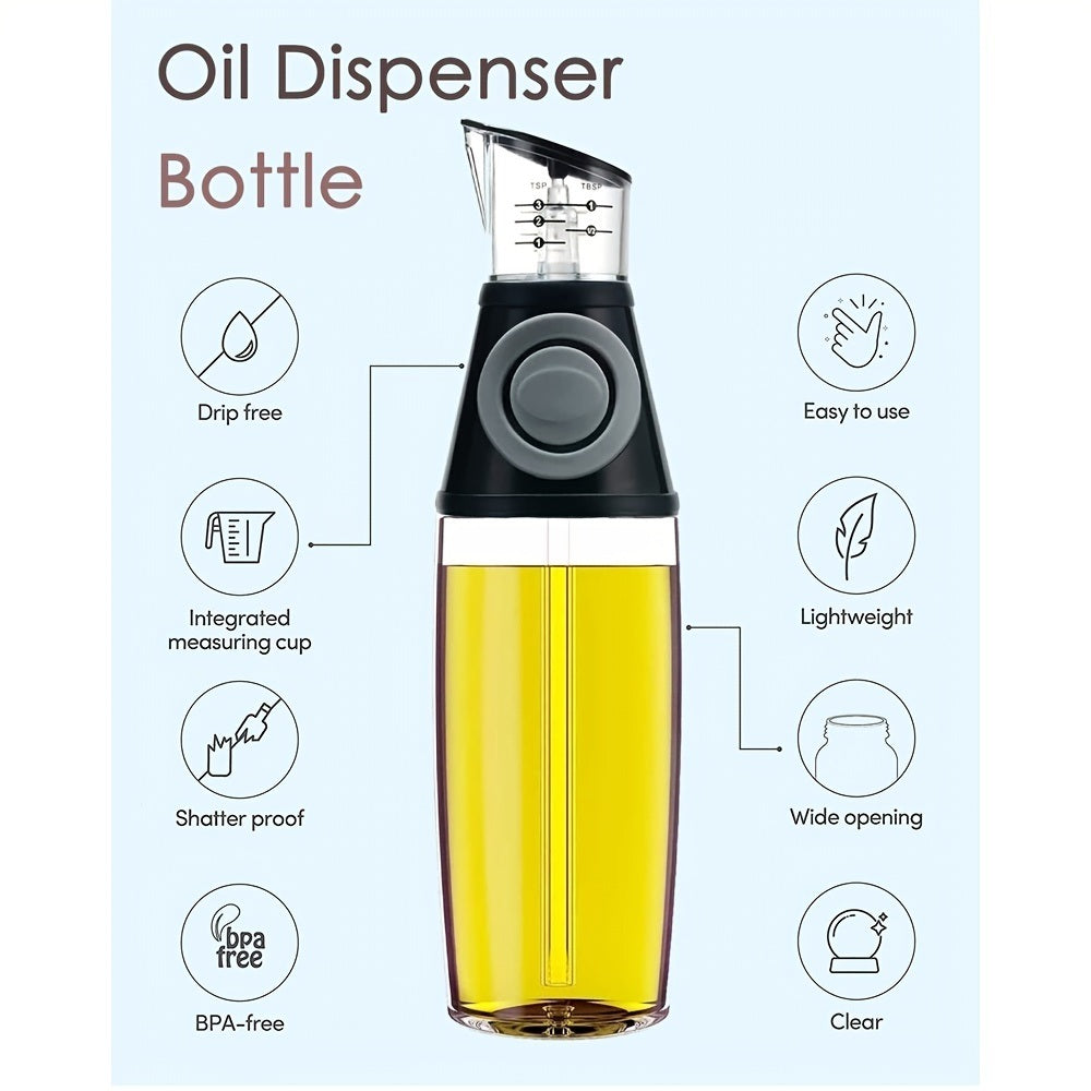 1pc Oil Dispenser Bottle; 17oz Olive Oil Dispenser Oil Sprayer; Clear Glass Refillable Oil And Vinegar Dispenser Bottle With Measuring Scale Pump For Kitchen; Cooking; Salads