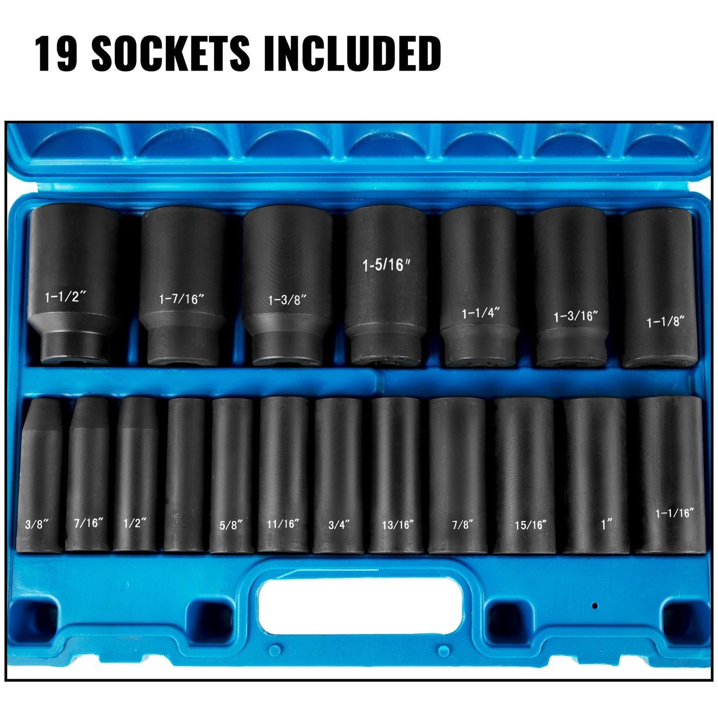 Impact Socket Set 1/2 Inches 19 Piece Impact Sockets