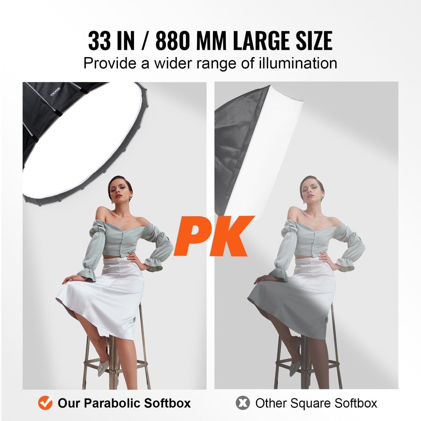 Parabolic Softbox 33 in Quick Release & Quick Fold & Portable