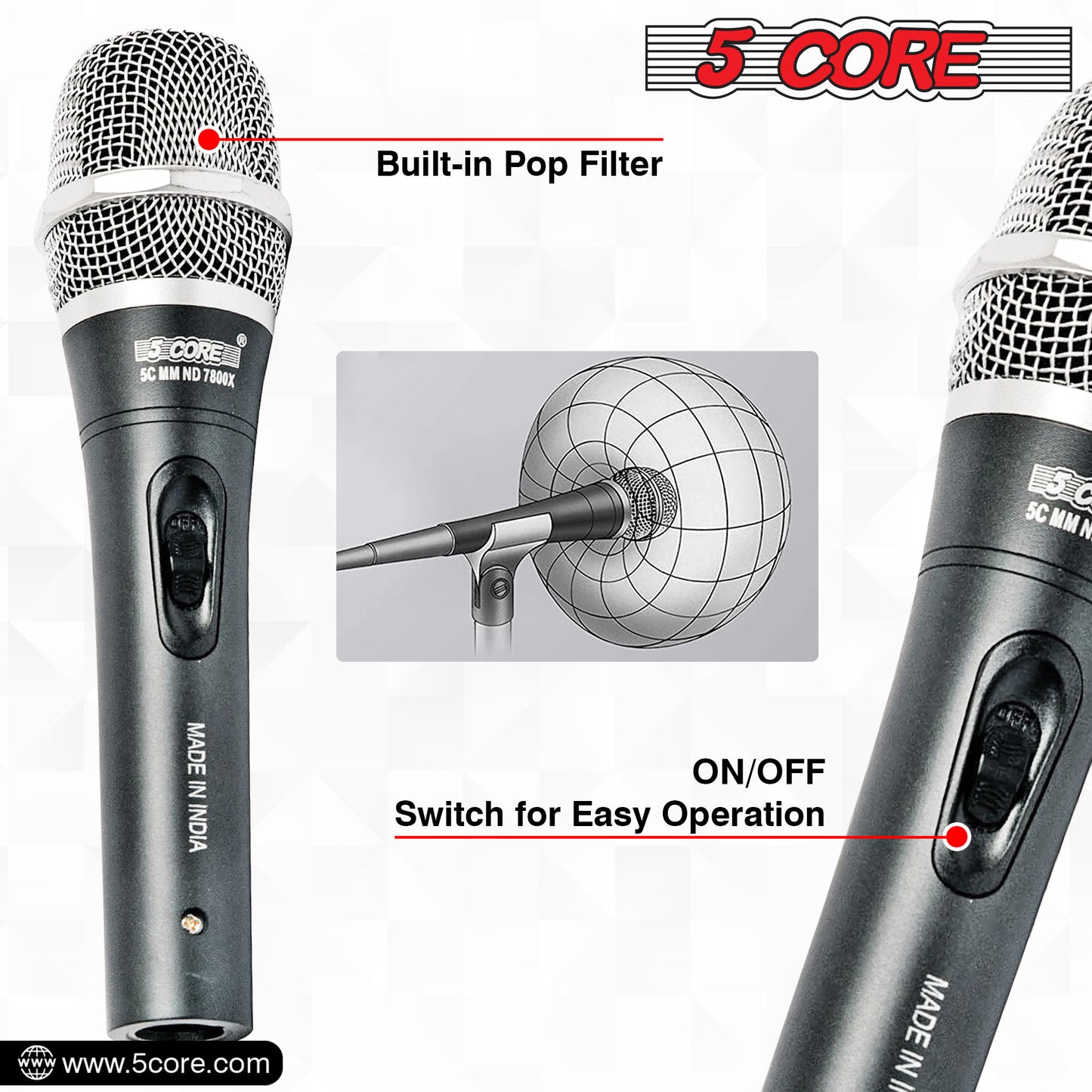 5 Core Mic Karaoke Dynamic Handheld XLR Microphone