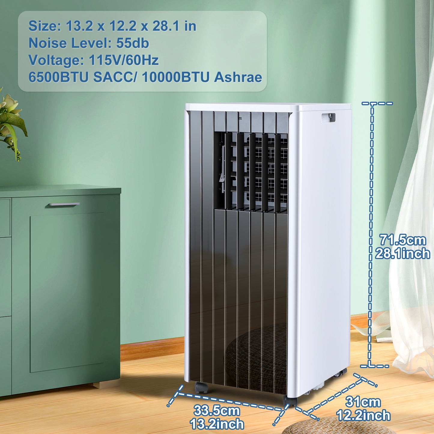 10,000 BTU Portable Air Conditioners, 5 in 1 Portable AC Unit For Room up to 250 Sq.Ft with Cool, Dehumidifier, Fan Mode, Sleep Mode, 24H Timer, Window Kit & Remote Control