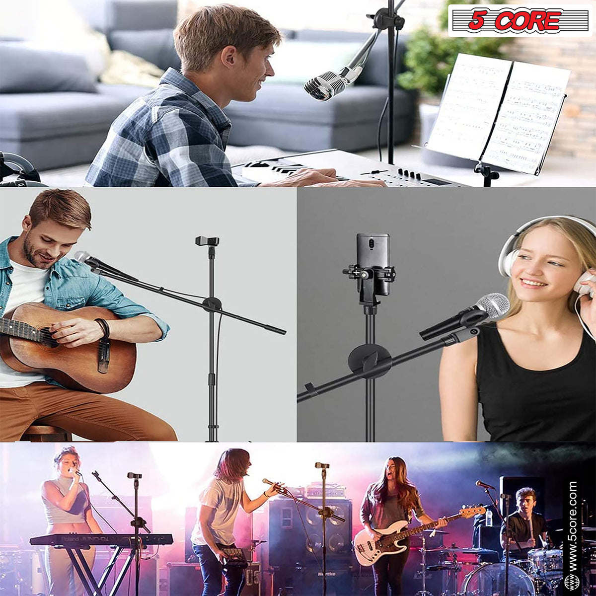 5 Core Tripod Mic Stand Heavy Duty Adjustable Floor Microphone