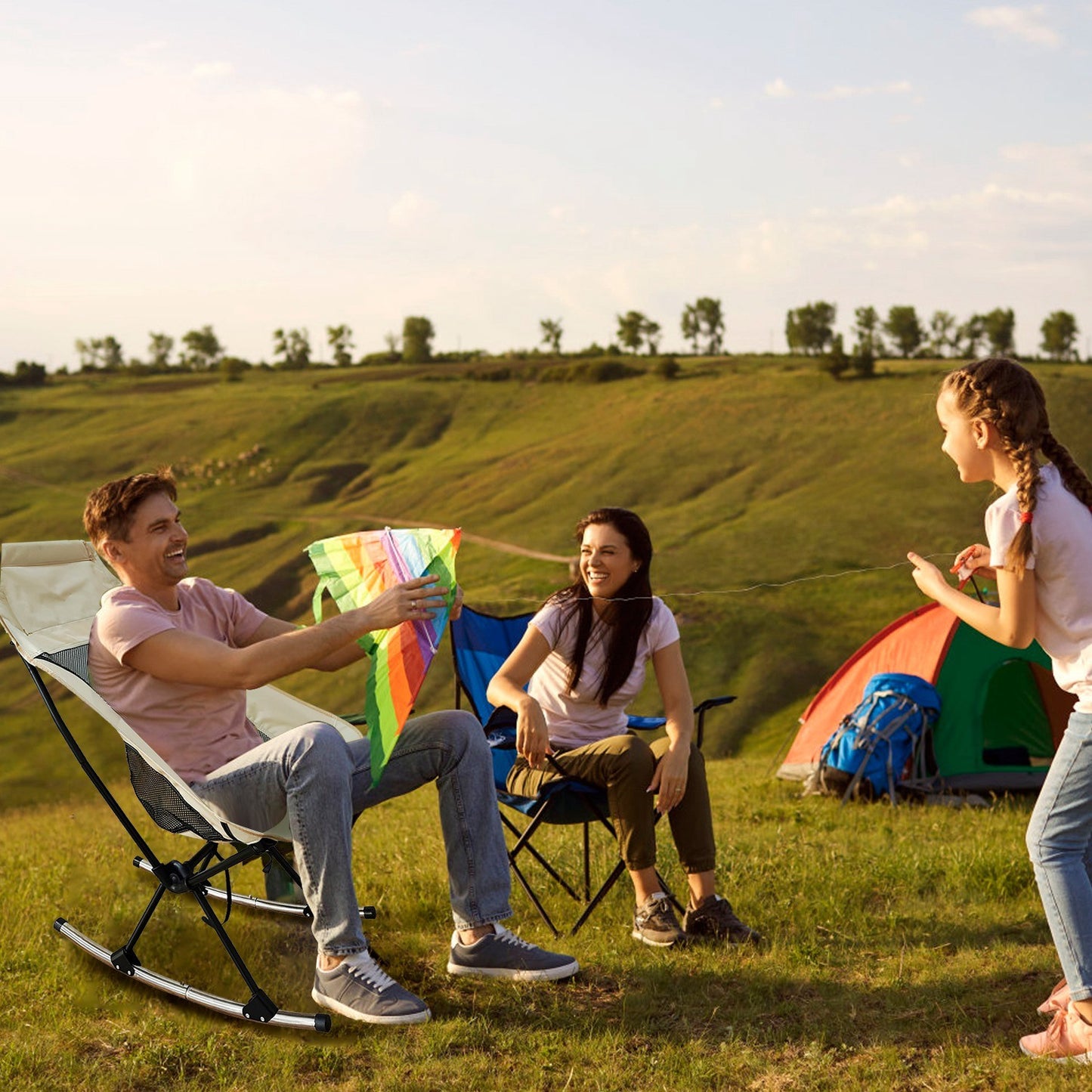 Portable Camping Rocking Chair 198LBS Weight Capacity