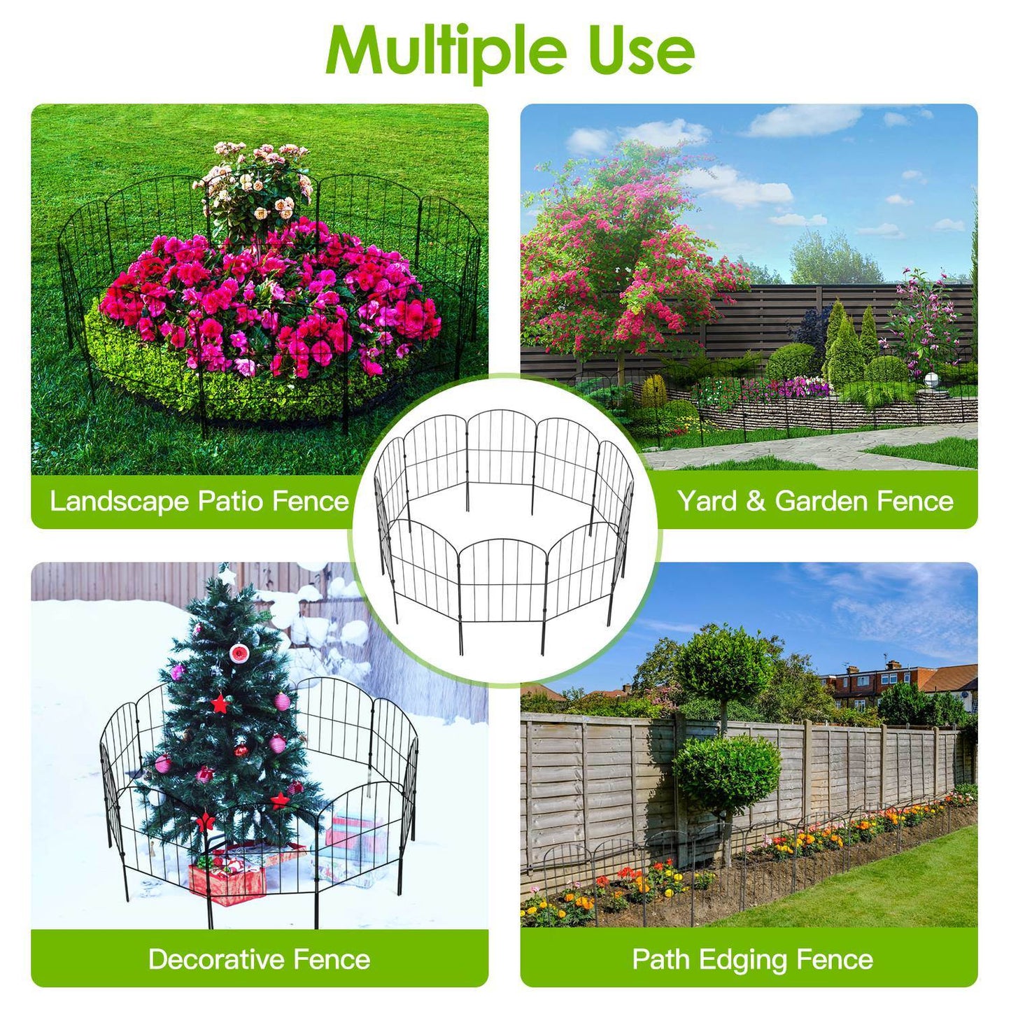 10Pcs Decorative Garden Fence Rustproof Iron Wire Arched Fence