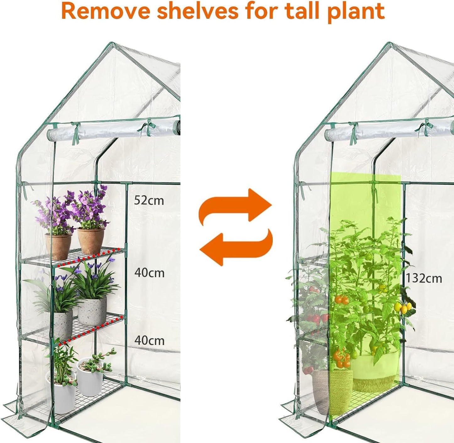 Walk in Greenhouse with 3 Tier 6 Shelves