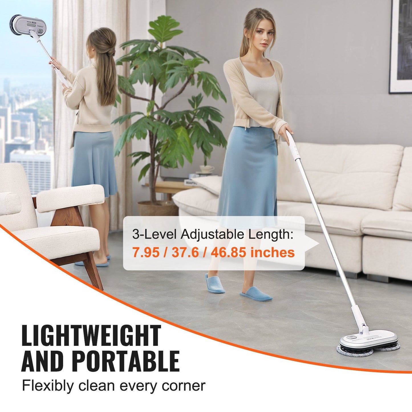 Cordless Electric Mop, Up to 70 mins Powerful Battery