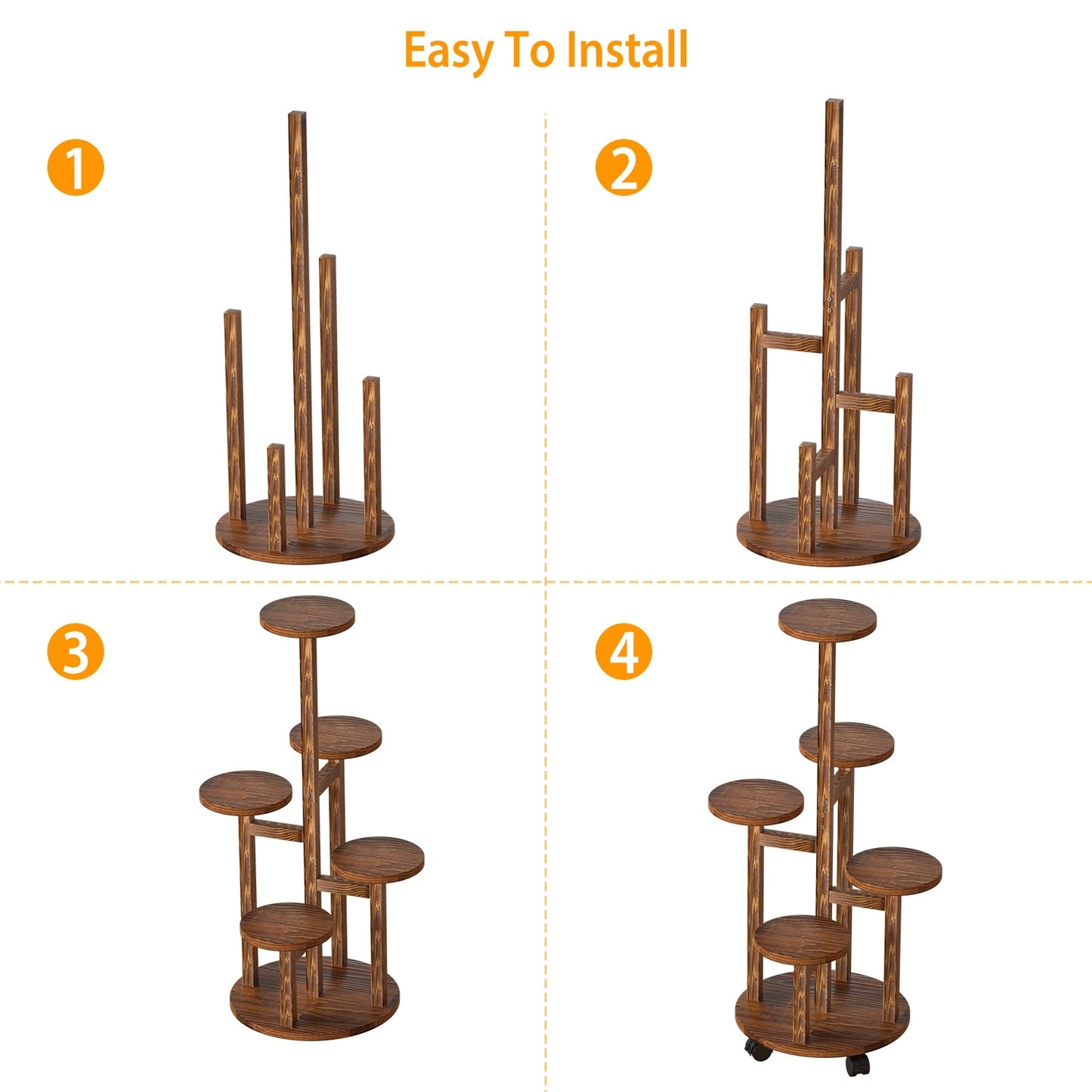 5 Tier Plant Stand with 4 Detachable Wheels