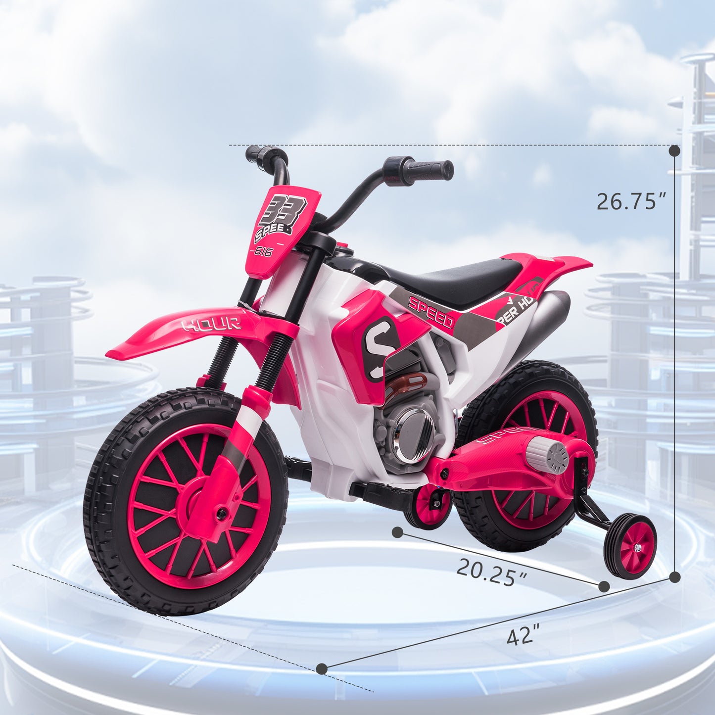 Motorcycle with Training Wheels - Magenta