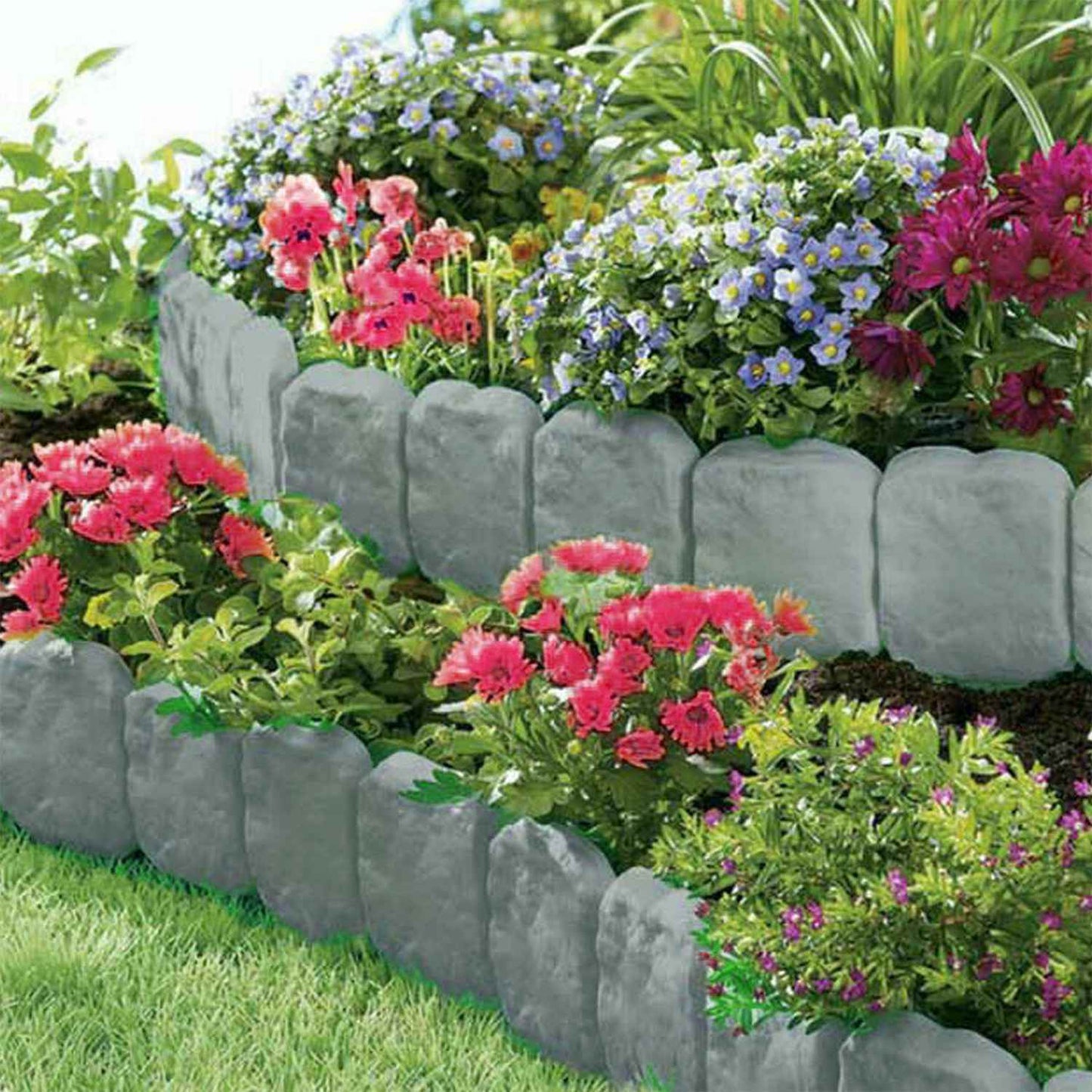 20 PCS Cobbled Stone Effect Plastic Garden Lawn Border