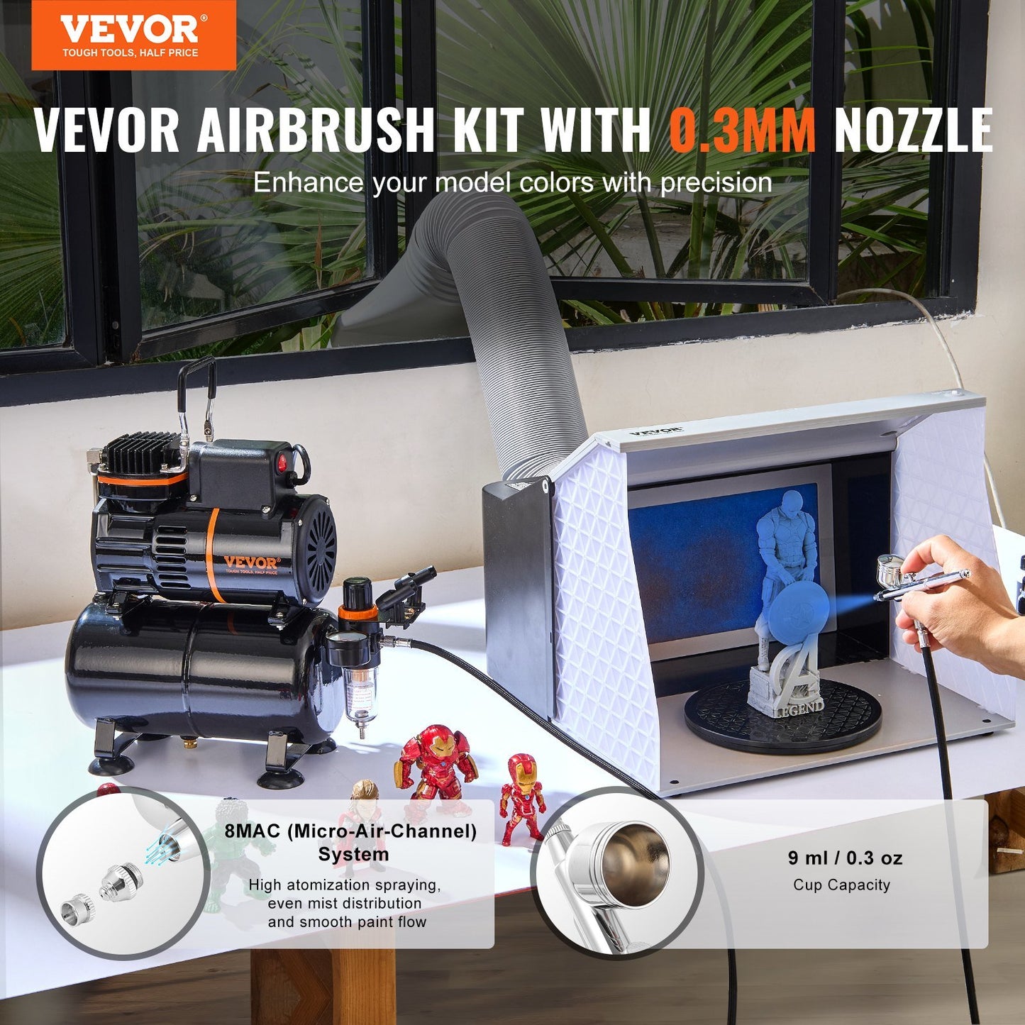 Airbrush Kit, Dual Fan Air Tank Compressor System Kit