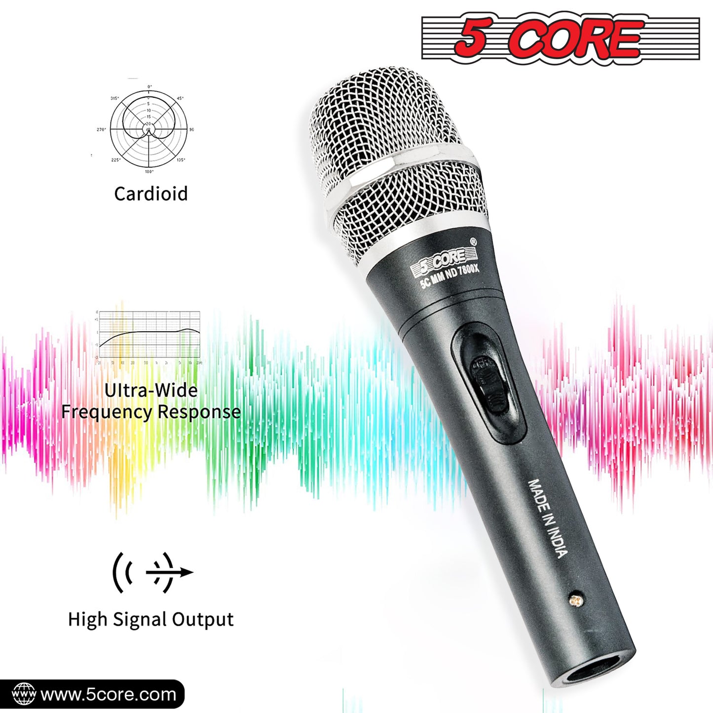 5 Core Mic Karaoke Dynamic Handheld XLR Microphone